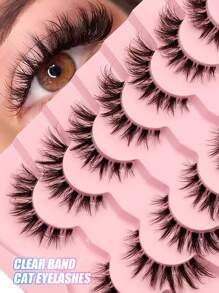 Asiteo 7 Pairs Reusable Faux Mink Eyelashes, Criss-Cross Transparent Band, Fluffy & Soft, Thick & Long, Create Natural & Voluminous Look, Suitable For Daily Makeup - Cat eye Lashes - View 1