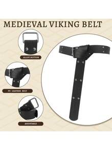 文艺复兴时期腰带袋中世纪腰带海盗维京人芬里尔压花 PU 皮革带扣腰带文艺复兴时期配饰 - A - 查看 4