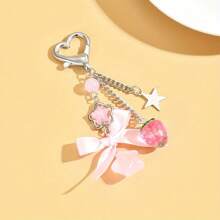1 Cute Strawberry Heart Decoration Chain Keychain - Hồng - Xem 4
