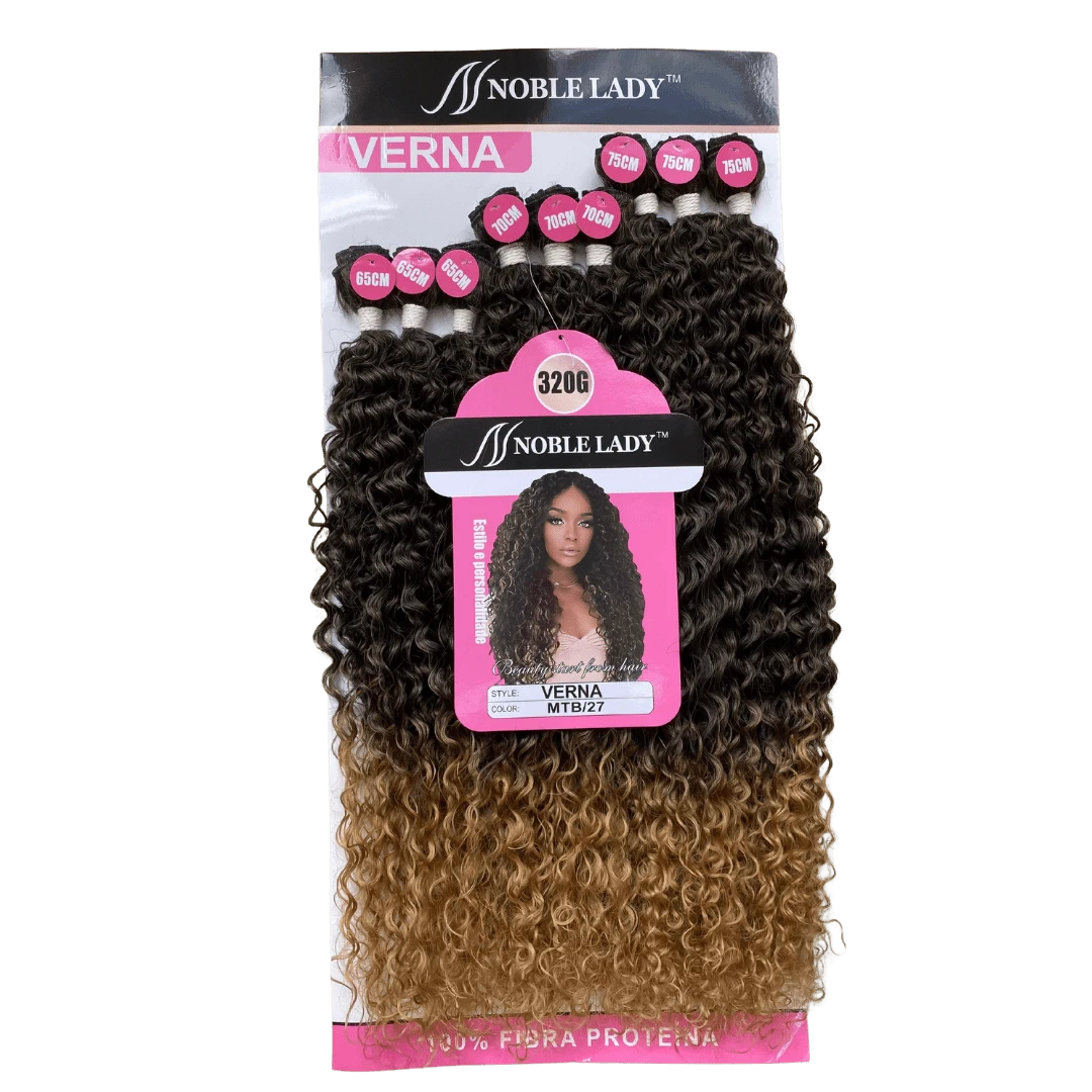 Curly Hair For Interlacing Verna Noble Lady Protein Fiber 75cm - 9 Screens - 320g - Brown Ombre - View 1