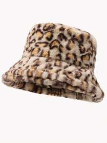 豹纹加厚保暖休闲毛绒渔夫帽，街头风格 - 彩色 - 查看 9