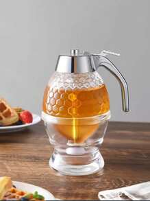 Creative Honey Dispenser Bottle, Squeeze Sauce Bottle, Plastic Sealed Jar With Funnel Neck Style, Syrup Pot With Base Holder - Multicolor - View 11