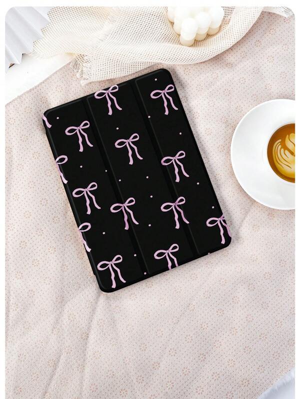 1 capa protetora para tablet com padrão de laço rosa, compatível com iPad 10.2", iPad Pro 11" 2021/2020/10ª geração, iPad Mini 4/5/6, Galaxy Tab A8 10.5" 2022, MatePad 10.4"/Tab, com suporte para lápis, à prova de choque, capa com suporte para tablet