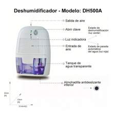 Mini Dehumidifier With Automatic Shut-Off 500ml, Deshumidificador Eléctrico Dh500a Blanco 100v/240v, Compacto y silencioso, portátil para entornos de alta humedad, oficina, cocina, hogar, sótano - Blanco - Ver 7