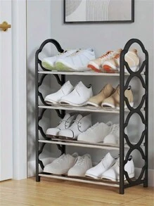 1pc 4-Tier Stainless Steel Shoe Rack, Detachable & Easy To Assemble, Expandable, Suitable For Entryway, Corridor, Wardrobe, Bathroom, Living Room, Space-Saving Free-Standing Shoe Organizer, Household Essential