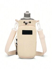 `1PC Nylon Water Bottle Carrier With Adjustable Shoulder Strap, Insulated Outdoor Hiking Camping Travel Accessory With Zippered Pockettravel Organizer Small Suitcase Accessories Home Cruise Essentials Travel Bag Mini Portable Travel Organizer Portable Holiday Organizer