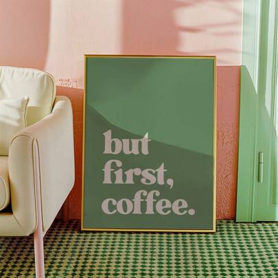1pc Canvas Poster, "Drink Coffee" Letter Poster, Kitchen Art Poster, Minimalist Coffee Drinking Icon Poster, Typography Print Wall Decor, Living Room Wall Decoration, Bedroom Wall Decor, Home Decor (Unframed)