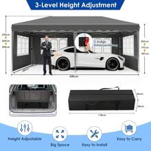 Folding Gazebo 3x6m, 420D Oxford Gazebo 3x6 Waterproof, Stable, Winterproof, Garden Tent With 6 Side Panels, Garden Gazebo Height Adjustable, UV Protection 50+ - Grey - View 5