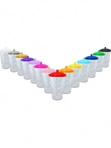 15 Twister Cups 400ML Colored Lid And Transparent Straw - 淡紫色水晶玻璃 - 查看 2