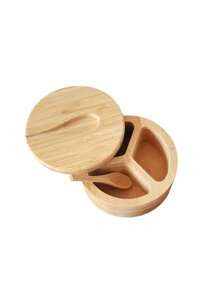 Saleiro Prático Personalizado com Nome e Padrões, Saleiro de Bambu e Madeira de Oliveira com Nome Personalizado, Saleiro Giratório com Colher, Decoração de Mesa de Cozinha, Melhor Presente