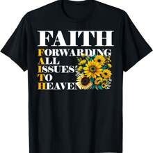 Faith Forwarding All Issues To Heaven Christian Scripture T-Shirt - Black - View 1