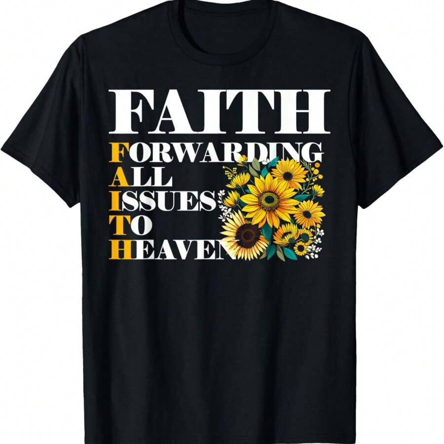 Faith Forwarding All Issues To Heaven Christian Scripture T-Shirt - Black - View 1