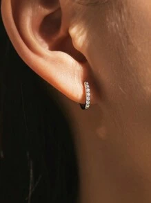 Bông tai MODIAN D đính đá Moissanite lấp lánh, bạc sterling 925, kiểu dáng cổ điển sáng bóng, trang sức tinh tế dành cho nữ. - Bạc - Xem 2