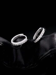 Bông tai MODIAN D đính đá Moissanite lấp lánh, bạc sterling 925, kiểu dáng cổ điển sáng bóng, trang sức tinh tế dành cho nữ. - Bạc - Xem 7