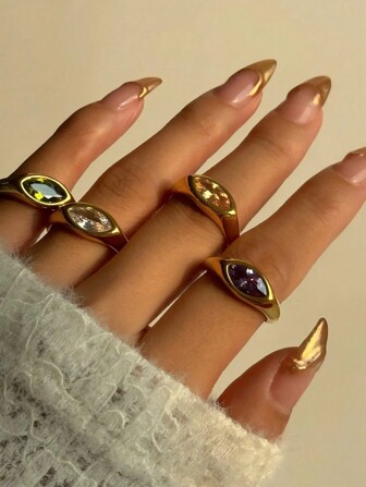 18K金宝石戒指，印章戒指，单钻水晶金戒指，个性化戒指，情人节礼物