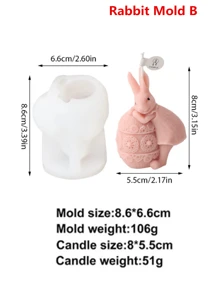 Molde de silicona con diseño de conejito de Pascua y huevo para hacer velas perfumadas, moldeado de resina y manualidades de cemento - Molde asimétrico de conejo y huevo para hacer joyas DIY, arte y regalos festivos