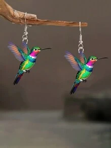 2pcs Vivid Bird Acrylic Dangle Earrings, Vintage Style Fashion Earrings For Women - Style 1 - View 7