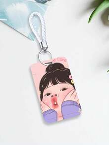 1 pieza Portador de tarjeta horizontal Ins Creativo Soporte de tarjeta de estudiante de campus de dibujos animados con cuerda elástica retráctil de primavera para tarjeta de almuerzo, tarjeta de autobús, tarjeta de metro, tarjeta de identificación laboral - Tarjetero horizontal - Ver 18