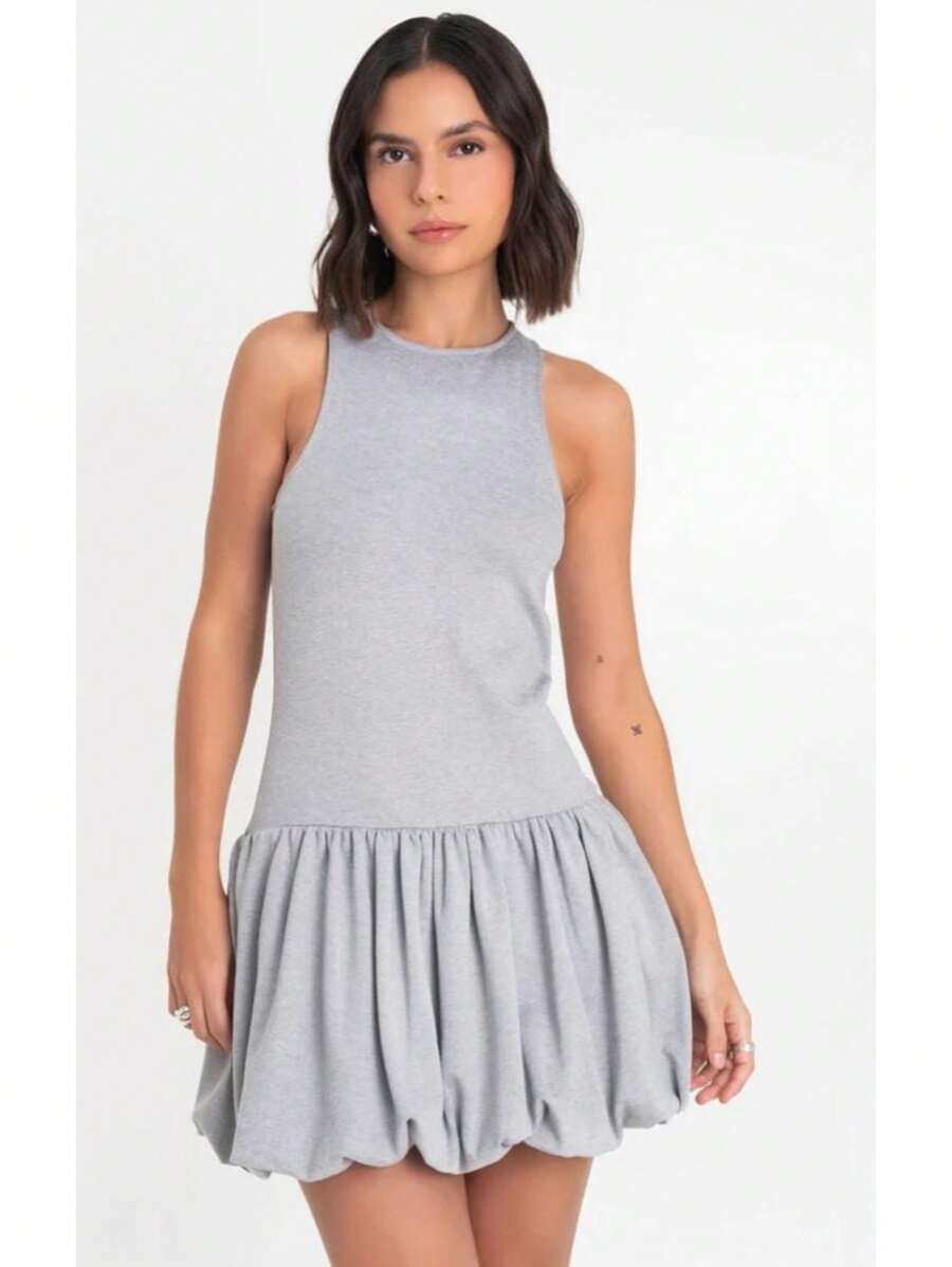 Vestido globo corto - Gris - Ver 1