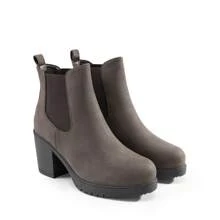 Botines de tacón alto y grueso tipo Chelsea para mujer, con elástico, para otoño
