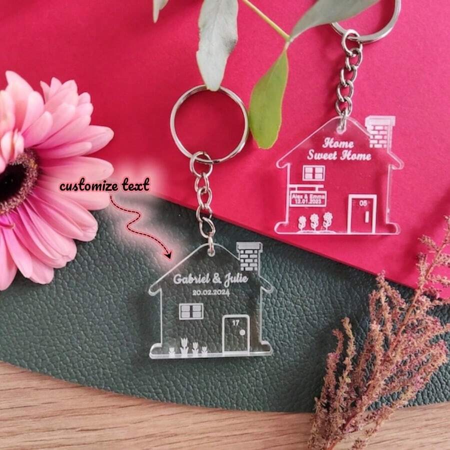 Valentine's Day Exquisite Gifts -1PC Our First Home Personalized Engraved Key Chain Congratulations New Owners Gift For Her For Him New Home Warming His & Hers Keyring Homeowner
