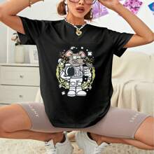 Astronaut Mouse - Themed 100% Cotton Unisex Oversized T - Shirt For Fashion - Forward Adults