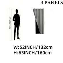 4panels,100%Blackout Modern Minimalist Bedroom Curtains, Top Loop Suspension, Solid Color Polyester Fabric, Laminated Lining, Suitable For Bedroom, Living Room, Office, Kitchen, Dining Room, Garden, Holiday Home Decoration - Grey - View 14