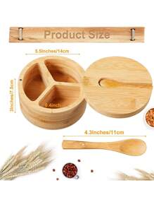 Saleiro Prático Personalizado com Nome e Padrões, Saleiro de Bambu e Madeira de Oliveira com Nome Personalizado, Saleiro Giratório com Colher, Decoração de Mesa de Cozinha, Melhor Presente