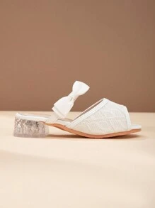 新款春夏时尚小女孩蕾丝高跟舞鞋，女孩派对户外表演鞋，公主婚礼高跟鞋，适合派对、婚礼 - 白色 - 查看 2