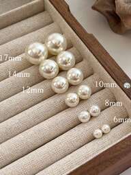 6 Pairs/4 Pairs Classic Simple Pearl Stud Earrings, Women Jewelry, Summer Jewelry (Pearls May Have Minor Flaws And Size Variations, Which Is Normal)