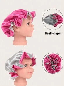 1 Pc Satin Sleep Caps For Children Elastic Silk-Like Round Baby Bonnet Doublyer Infant Hair Protective Hat - Multicolor - View 7