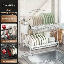 1 Kitchen Collapsible Dish Rack, Countertop Multi-Layer Dish Utensil Cup Drainer Rack, Dish Drying Rack For Kitchen Countertop, Double Layer Large Capacity Dish Drying Rack With Steel Drainer Plate, Dish Drying Rack With Drainer Shelf For Dish, Knives, Cups, Cutting Boards, Kitchen Supplies