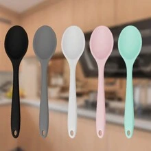 2pcs Household Silicone Spoon, Heat Resistant Non-Stick Pot Dedicated Soup Spoon & Mixing Spoon - Multicolor - View 12