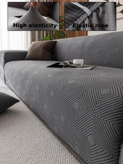 1 件 3D 沙发套，带叶子图案设计的多功能全包裹沙发套，用于节日装饰的保护性沙发套，高弹性全覆盖一体式沙发套，附赠 1 个枕套