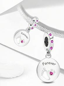 1入組寵物腳印魅力珠子，適用於手鍊、項鍊、手環珠子的DIY珠寶製作，適合女性或女孩的禮物 - 銀色 - 查看 3