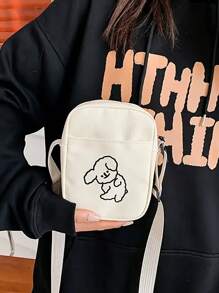 女士小斜挎包，带可调节肩带的手机包，狗图案装饰，适合日常休闲使用，个性化斜挎手机包，女士旅行单肩包，时尚拉链斜挎包 - 彩色 - 查看 4