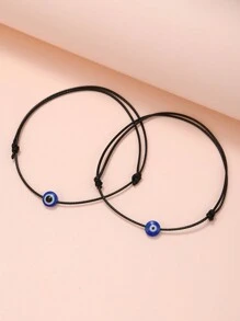 1 Set Of 2 Handmade Evil Eye Decor Bracelets, Adjustable Friendship Bracelets Suitable For Boys, Girls, Daily Wear Or Gift For Friends - Multicolor - View 9