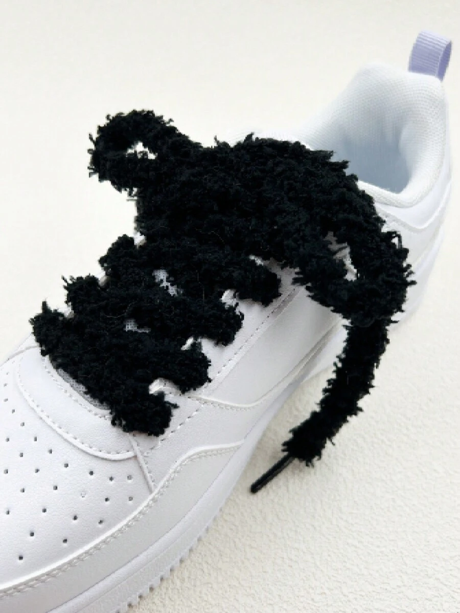 1 Pair (2pcs) Plush Ins-Style Cute Fashion Wide Shoelaces, Casual Shoes Accessories, DIY