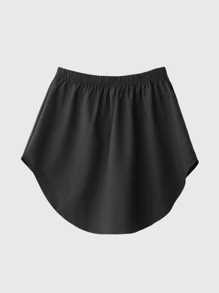 1PC Women Black Simple Korean Style Half-Body Skirt Inner White-Edge Shirt T-Shirt Extended Underskirt Covering Buttocks,Bottom Dress