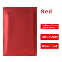 100 个哑光红色可重复密封铝箔袋,迷你自封袋铝箔拉链聚酯薄膜袋,礼品包装袋非常适合新年派对礼品装饰糖果 DIY 巧克力咖啡坚果食品长期储存小型企业用品 - 紅色 - 查看 14
