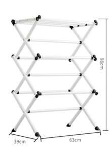 3 Tier Clothes Airer Dryer Metal Laundry Horse Drying Rack Indoor Outdoor Patio - 白色 - 查看 10