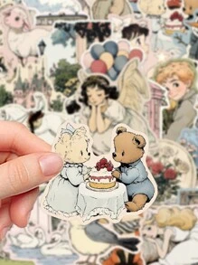 50 pièces Autocollants style bande dessinée, Autocollants décoratifs pour agenda, scrapbooking, coque de téléphone, cahier, gourde, fournitures scolaires, rentrée scolaire