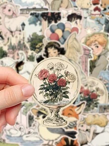 50 pièces Autocollants style bande dessinée, Autocollants décoratifs pour agenda, scrapbooking, coque de téléphone, cahier, gourde, fournitures scolaires, rentrée scolaire