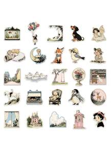 50 pièces Autocollants style bande dessinée, Autocollants décoratifs pour agenda, scrapbooking, coque de téléphone, cahier, gourde, fournitures scolaires, rentrée scolaire