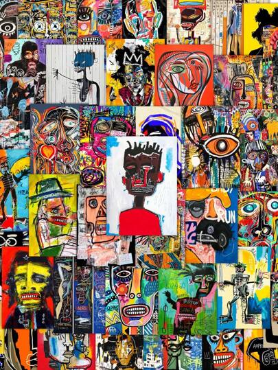 50 pièces Autocollants d'art abstrait graffiti, autocollants d'affiche rectangulaires de style amusant, matériau PVC imperméable, convient pour la décoration de casque, les autocollants d'enveloppe, la décoration de voiture, la décoration de fête, les autocollants d'étiquette, les autocollants auto-adhésifs, applicable aux scrapbooks, ordinateurs portables, bagages, guitares, bouteilles d'eau, coques de téléphone, décoration de mode