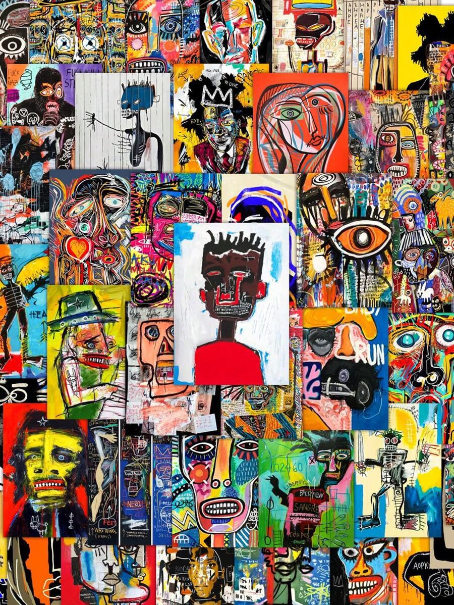 50张抽象艺术涂鸦贴纸，趣味风格矩形海报贴纸，防水PVC材质，适用于头盔装饰、信封贴纸、汽车装饰、派对装饰、标签贴纸、自粘贴纸，适用于剪贴簿、笔记本电脑、行李箱、吉他、水瓶、手机壳、时尚装饰 - 50pcs - 查看 1