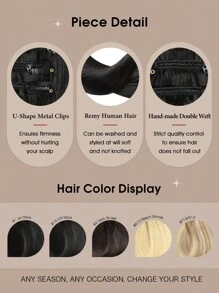 Yilite Hair Extensions Clip Ins 14-20 Inch 7pcs Natural Black Clip In Hair Extensions Human Hair Straight Clip In Hair Extensions Real Human Hair Double Weft (14-20 Inches #1B Natural Black) - Natural Black - View 7