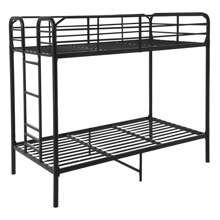 Your Zone Kids Metal Twin Over Twin Quad Bunk Bed With Ladder And Guardrails, Black - 黑色 - 查看 2