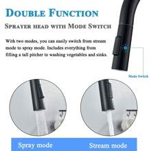 Kitchen Sink Faucet Pull Out Sprayer 360° Swivel Single Handle Single Hole Mixer Tap - 黑色 - 查看 6