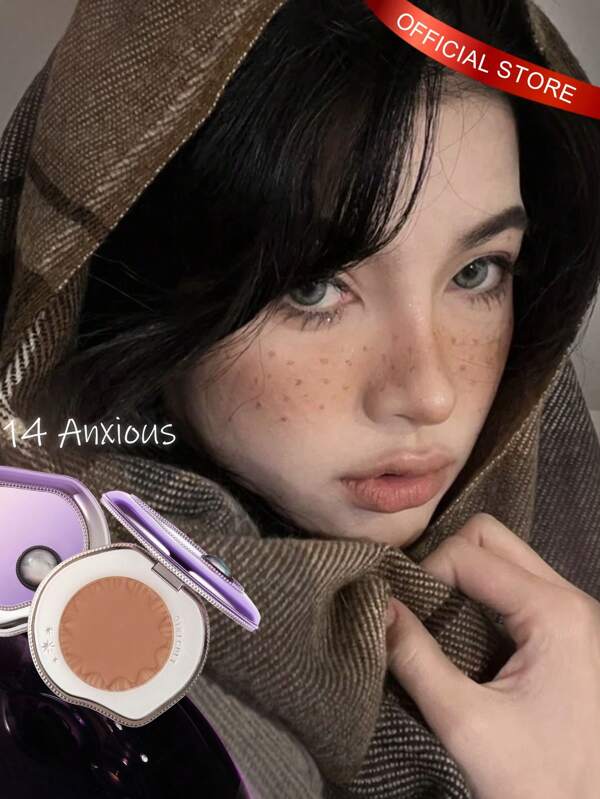 GIRLCULT روج أحمر لخدود العاطفة 14 (القلق) ،بودرة أحمر خدود مطفأة متماسكة ،بودرة مكياج ناعمة خالية من الزيوت- أحمر خدود مكياج طويل الأمد، 3جرام (0.11 أونصة)، هدية